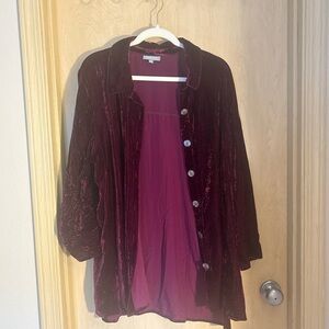 Habitat Rich Burgundy Velvet Shirt